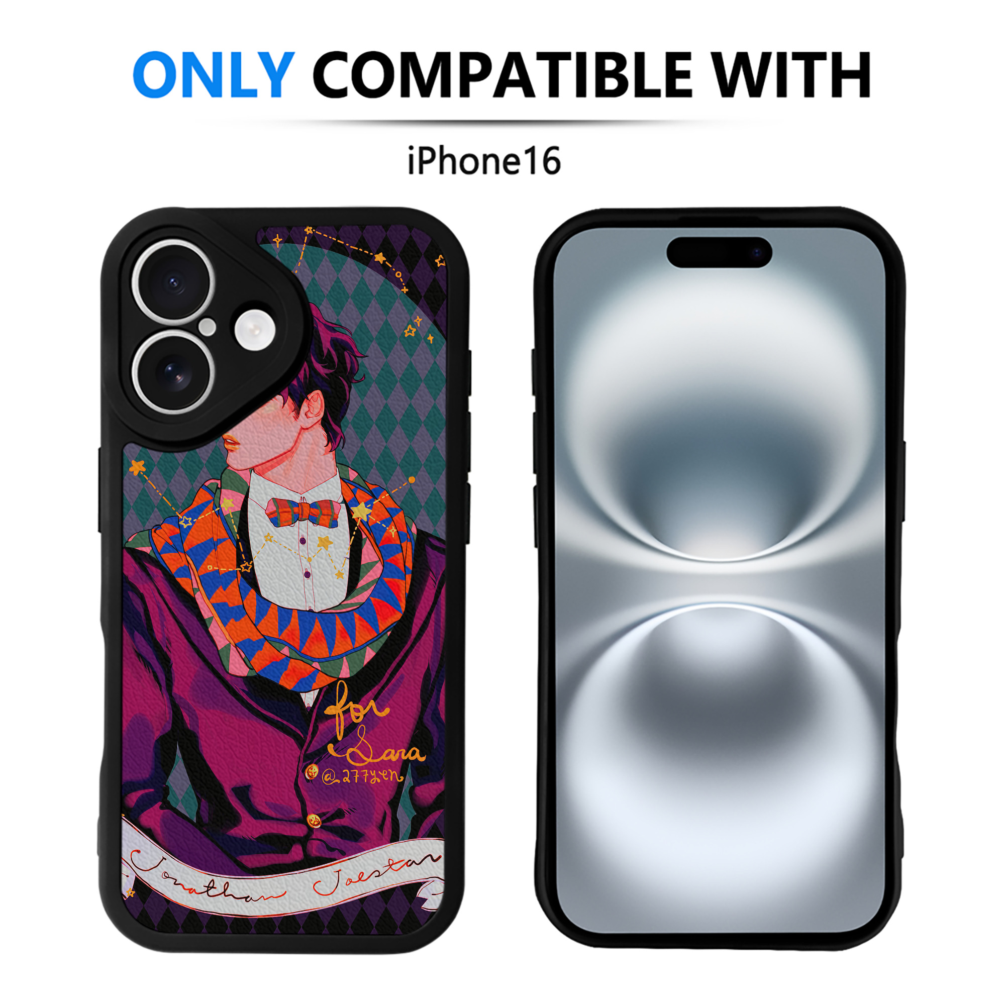 （画像用） ジョジョの奇妙な冒険 JoJo's Bizarre Adventure 【iPhone 16シリーズ対応】シリコンスマホケース（レザー調） 材質：シリコン